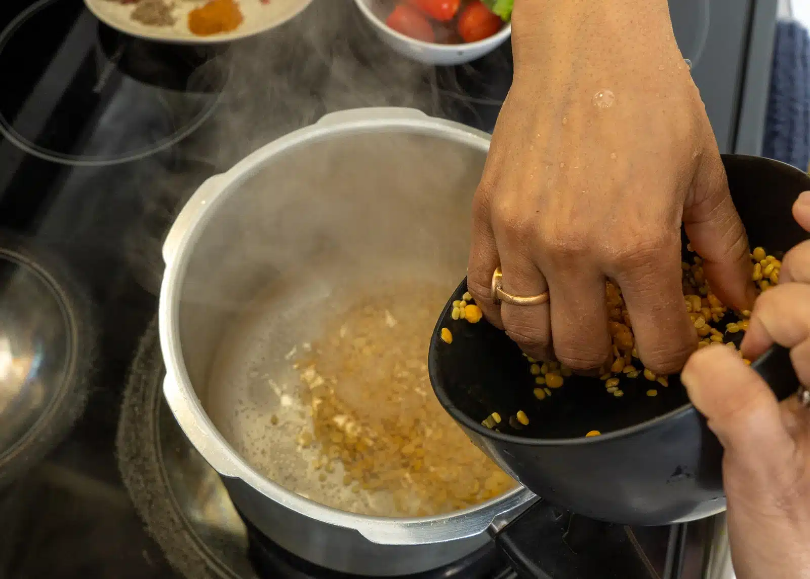 add washed lentils