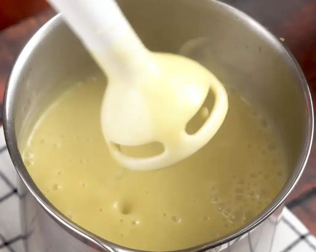 Leek and Garlic Soup 5 Blend the mixture until it becomes completely smooth and then return it to your pot