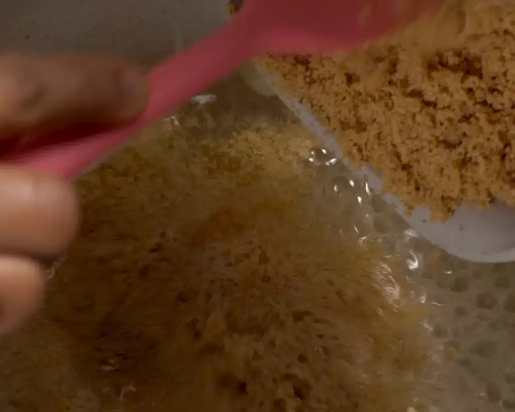 Mamounia: Quick 10-Minute Syrian Breakfast Recipe 5 Carefully pour the roasted semolina into the boiling syrup