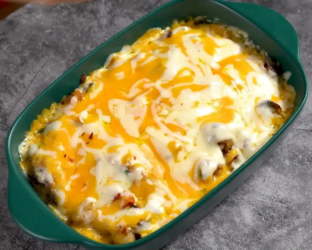 Vegetable Casserole: A Cheesy Dinner Recipe Microwave the dish just until the cheese fully melts into a gooey layer.