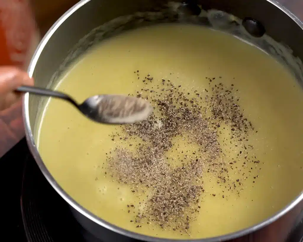 Leek and Garlic Soup Stir in salt and black pepper until the flavor is exactly how you like it.