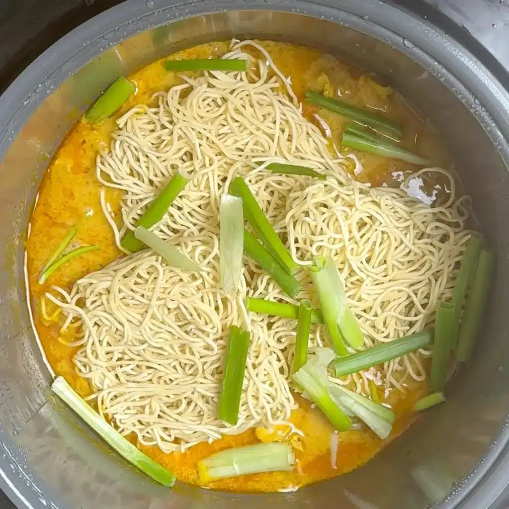 add noodles, green onions