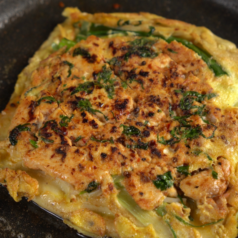 Home korean enoki and chicken pajeon
