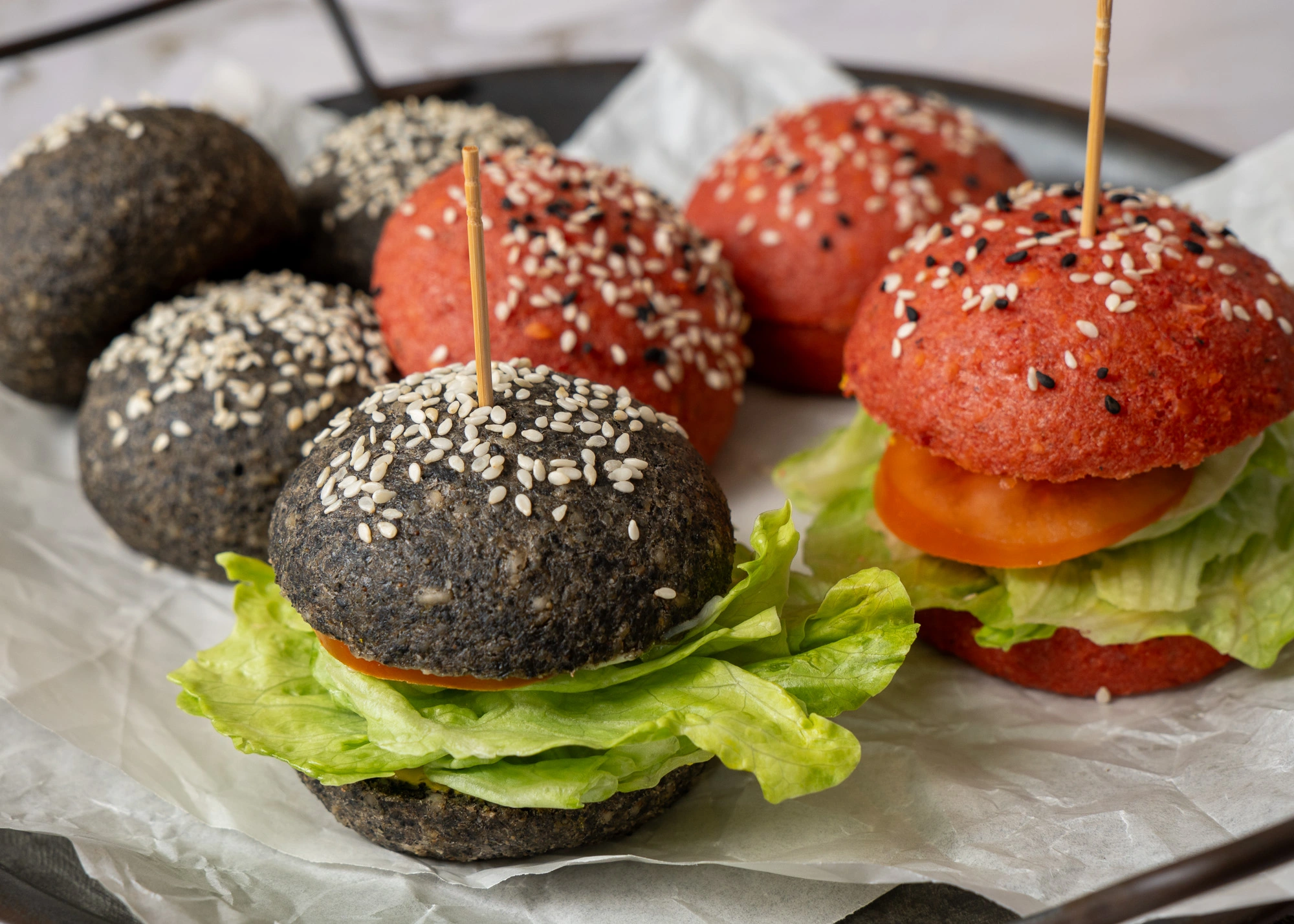 black & red lentil buns