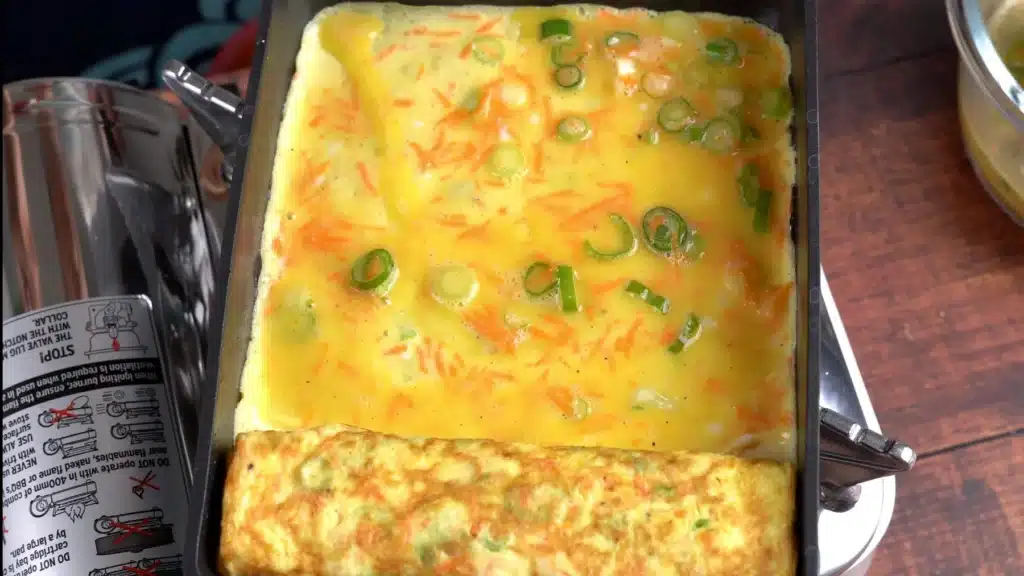Tamagoyaki - Rolled Omelette In Easy Steps (With Video) pour another layer( 2nd layer )