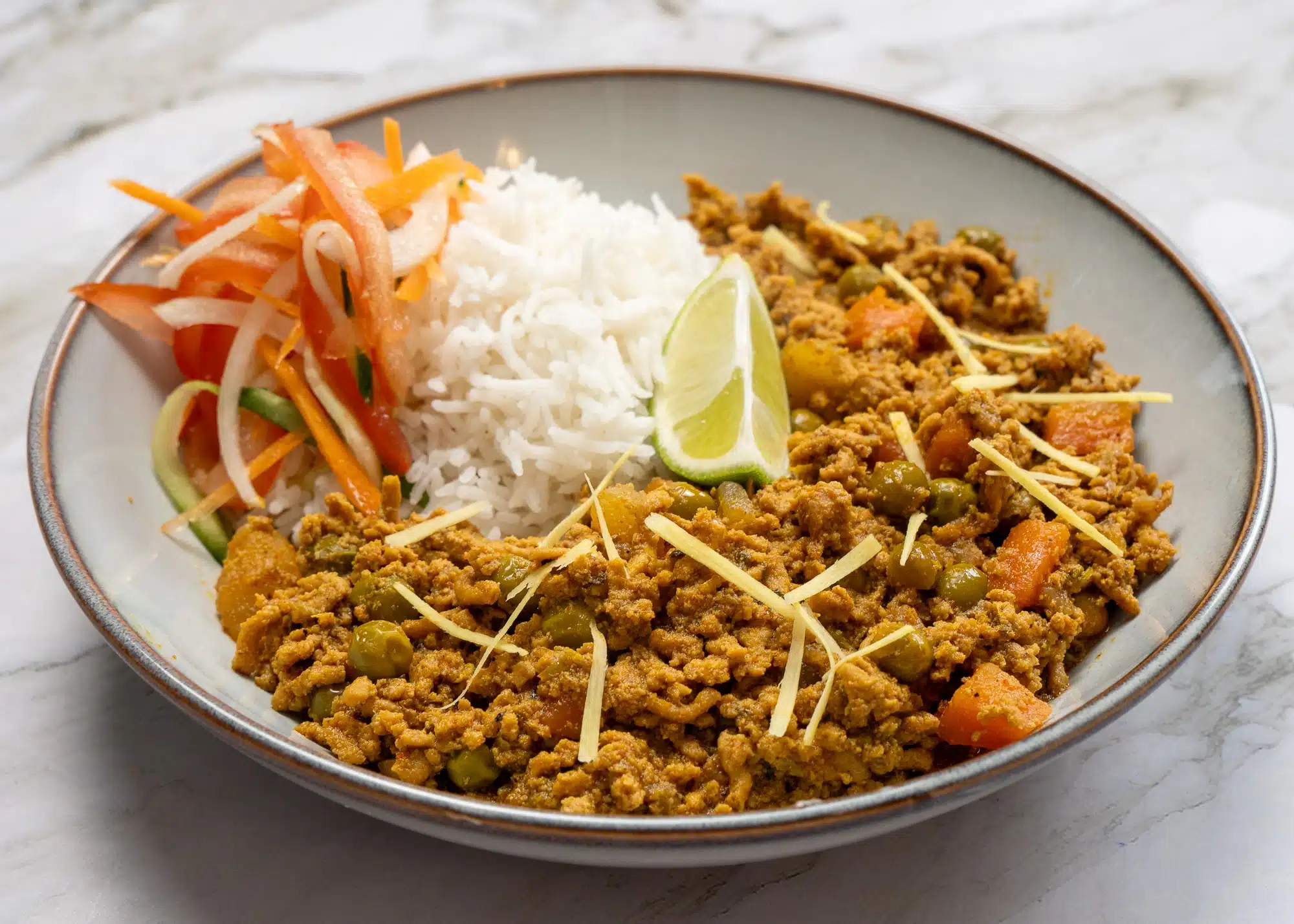 slowcooker chicken keema served with rice
