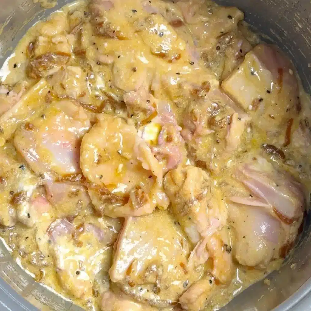 Mango Poppy Chicken: Easy Slow Cooker Recipe add chicken yogurt and all, cook for 3-4 hours