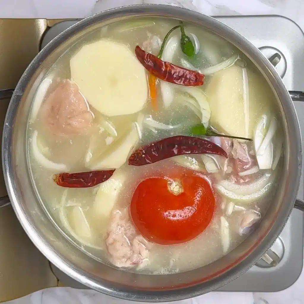 Zero Oil Chicken Stew: Easy Comfort Recipe in a pot , add all ingredients