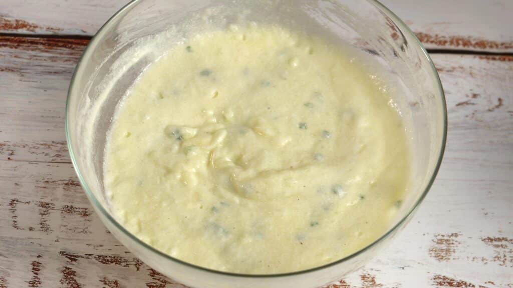 add fluffy eggwhite in potato mix