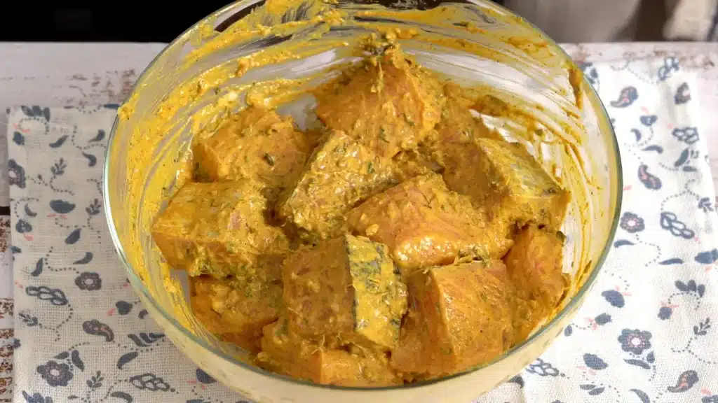 Broiled Tandoori Salmon Recipe in Under 25 Minutes add salmon pieces, mix well