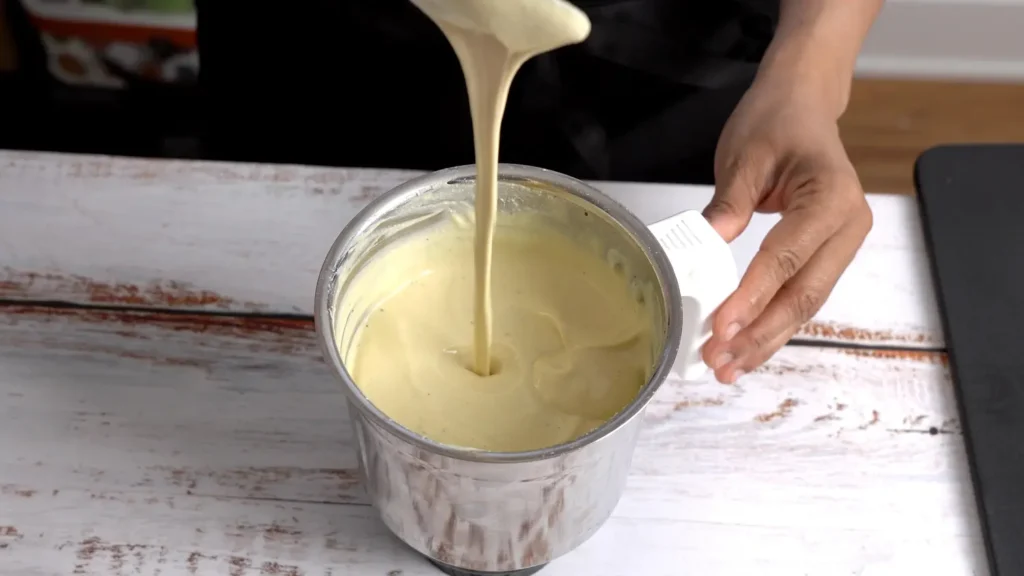 Vegan Omelette (egg free) blend the tofu with ingredients