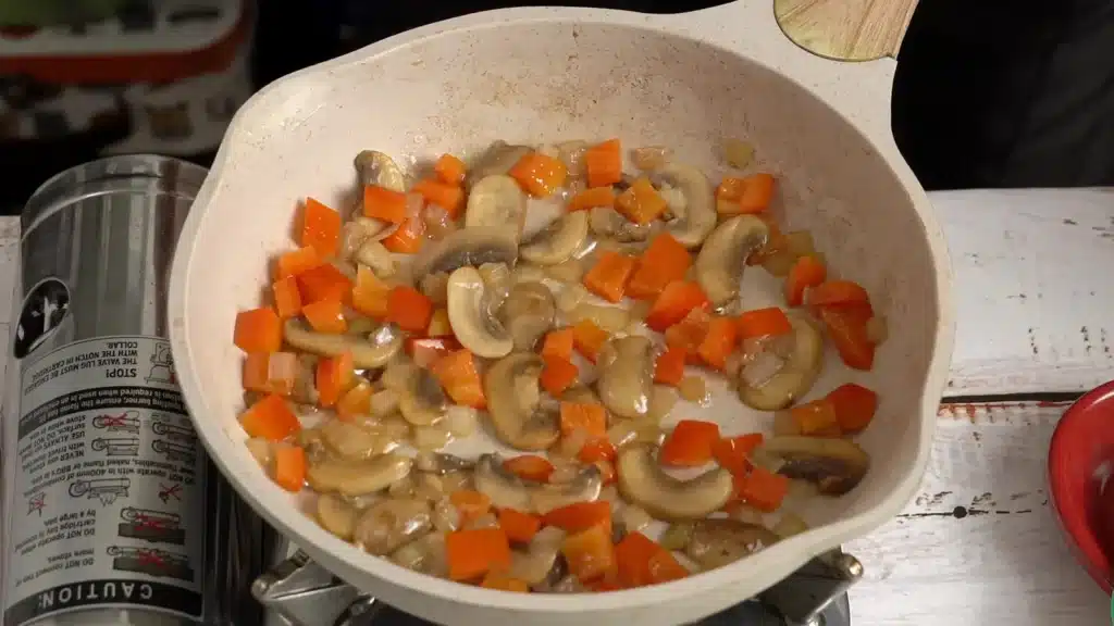 Breakfast Idea : Creamy Velveeta Omelette with veggies butter, mushroom,onion 2