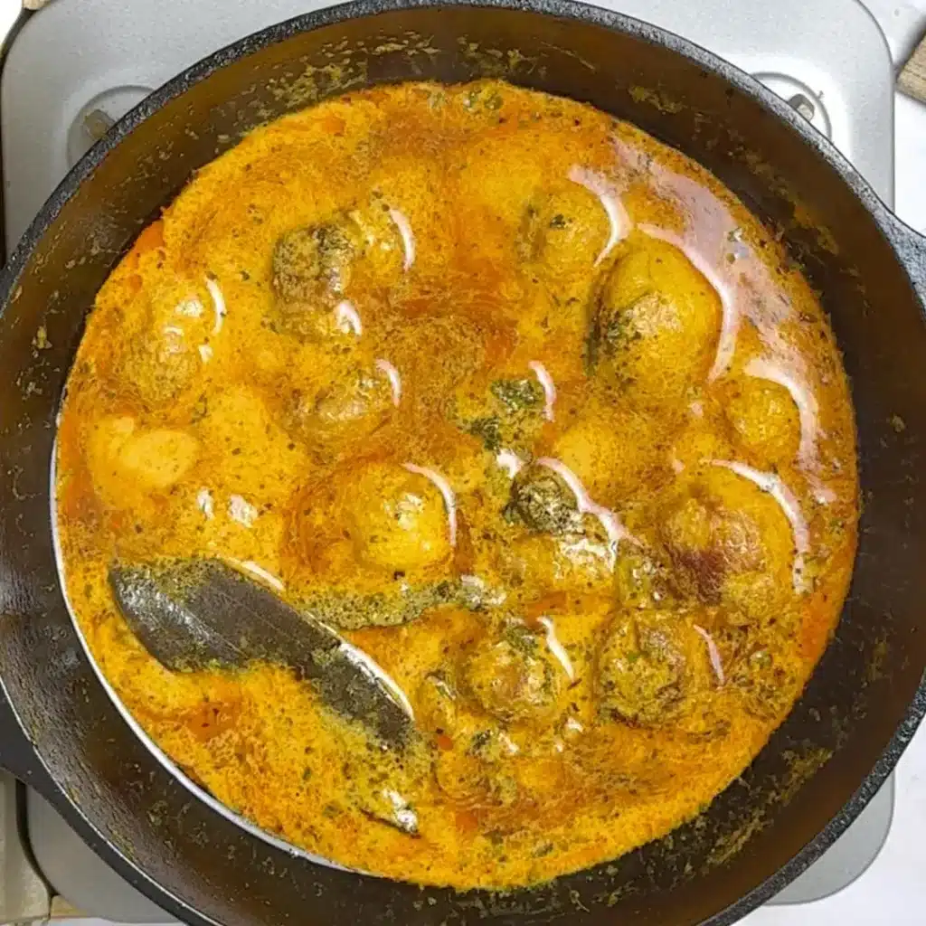 Kashmiri Dum Aloo Recipe: A Rich and Flavourful Indian Curry cover and cook for 5 mins , add dried fenugreek leaves