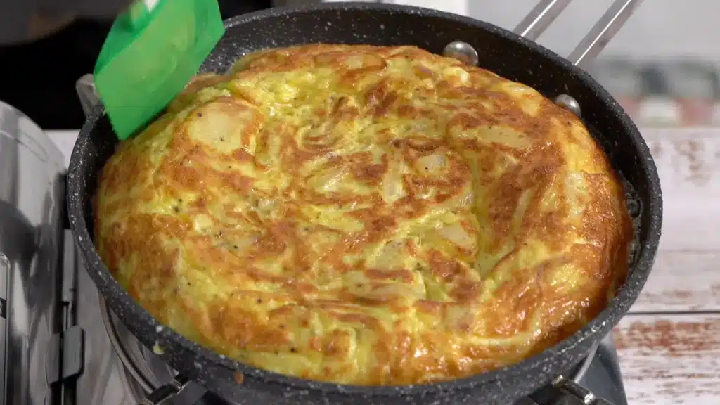 Fluffy, Golden & So Good – Spanish Omelette flip