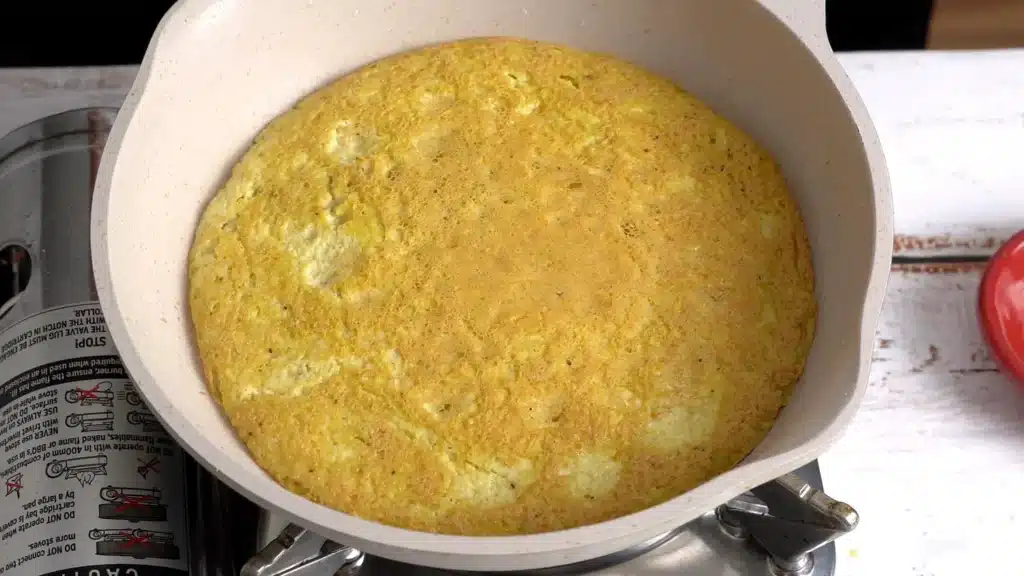 Vegan Omelette (egg free) once cooked filp to other side