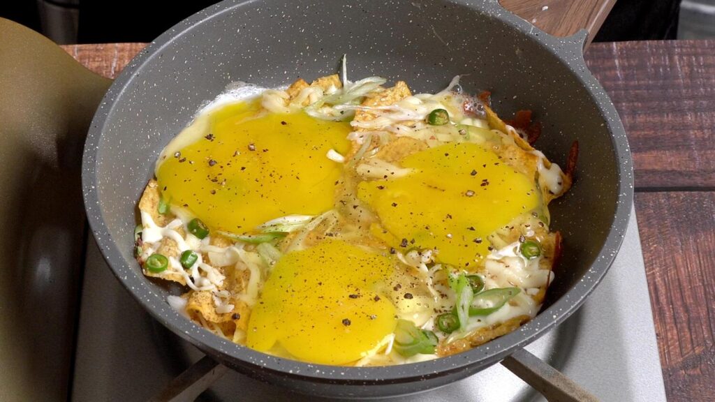crack eggs on top