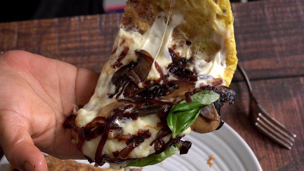 Easy Potato Omelette with Onions, Mushrooms and Cheese Potato Omelette