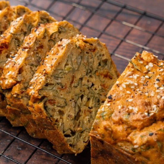 flourless lentil bread with spinach and seeds
