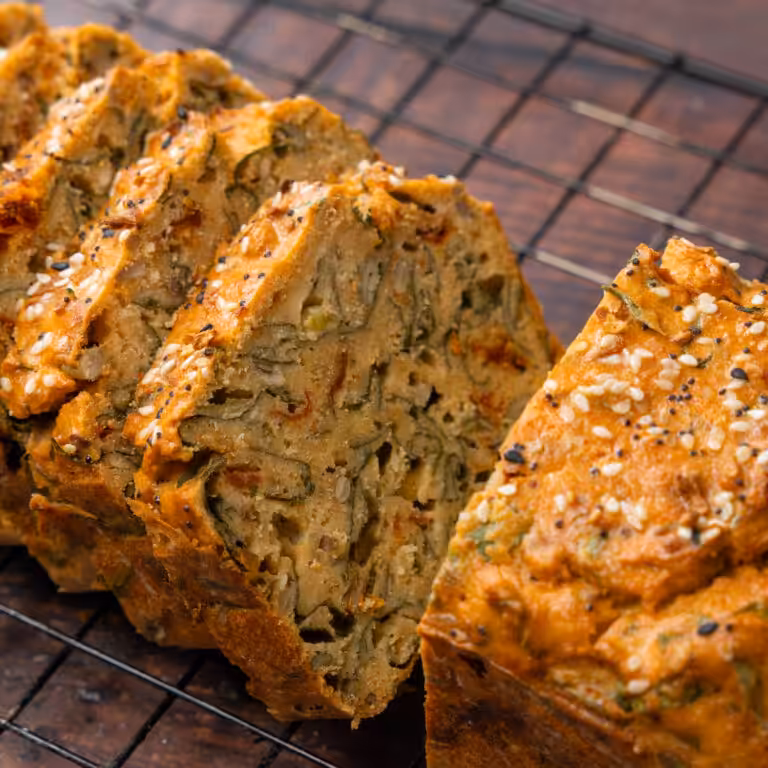 flourless lentil bread with spinach and seeds