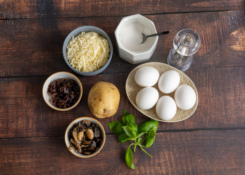 Easy Potato Omelette with Onions, Mushrooms and Cheese potato omelette ingredients