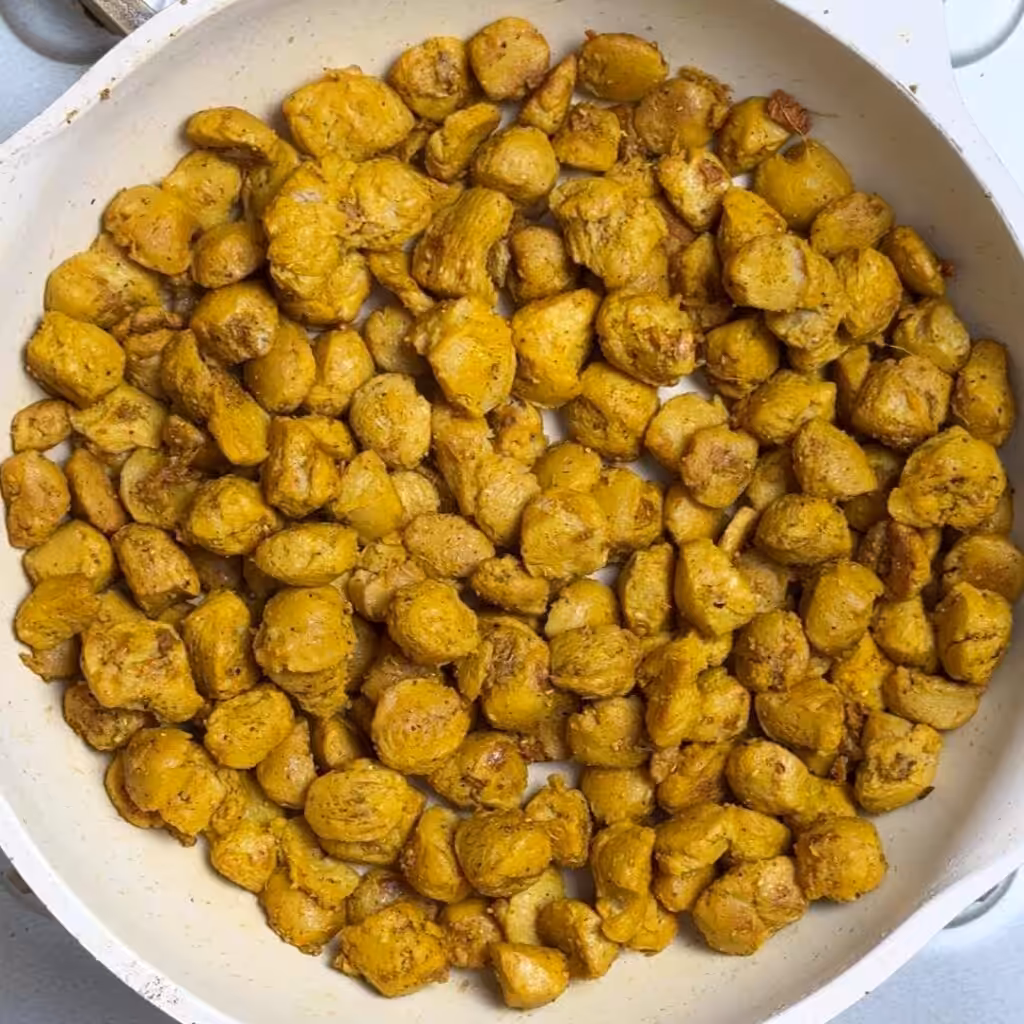 Try This Creamy, Tangy and Spicy Soya Chukauni now add soya chunks, add all dry ingredients, cooked until roasted