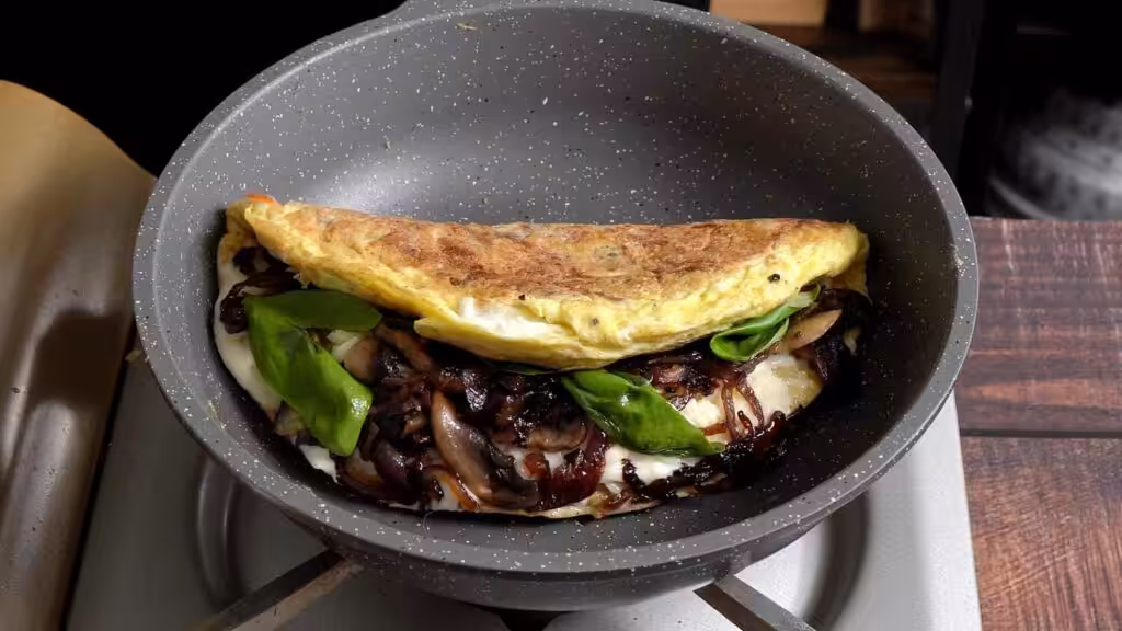 Easy Potato Omelette with Onions, Mushrooms and Cheese voila!, its ready