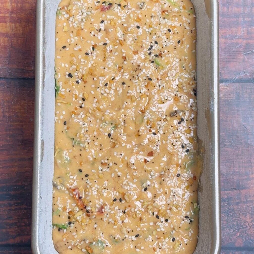 Now pour the batter into a bread pan