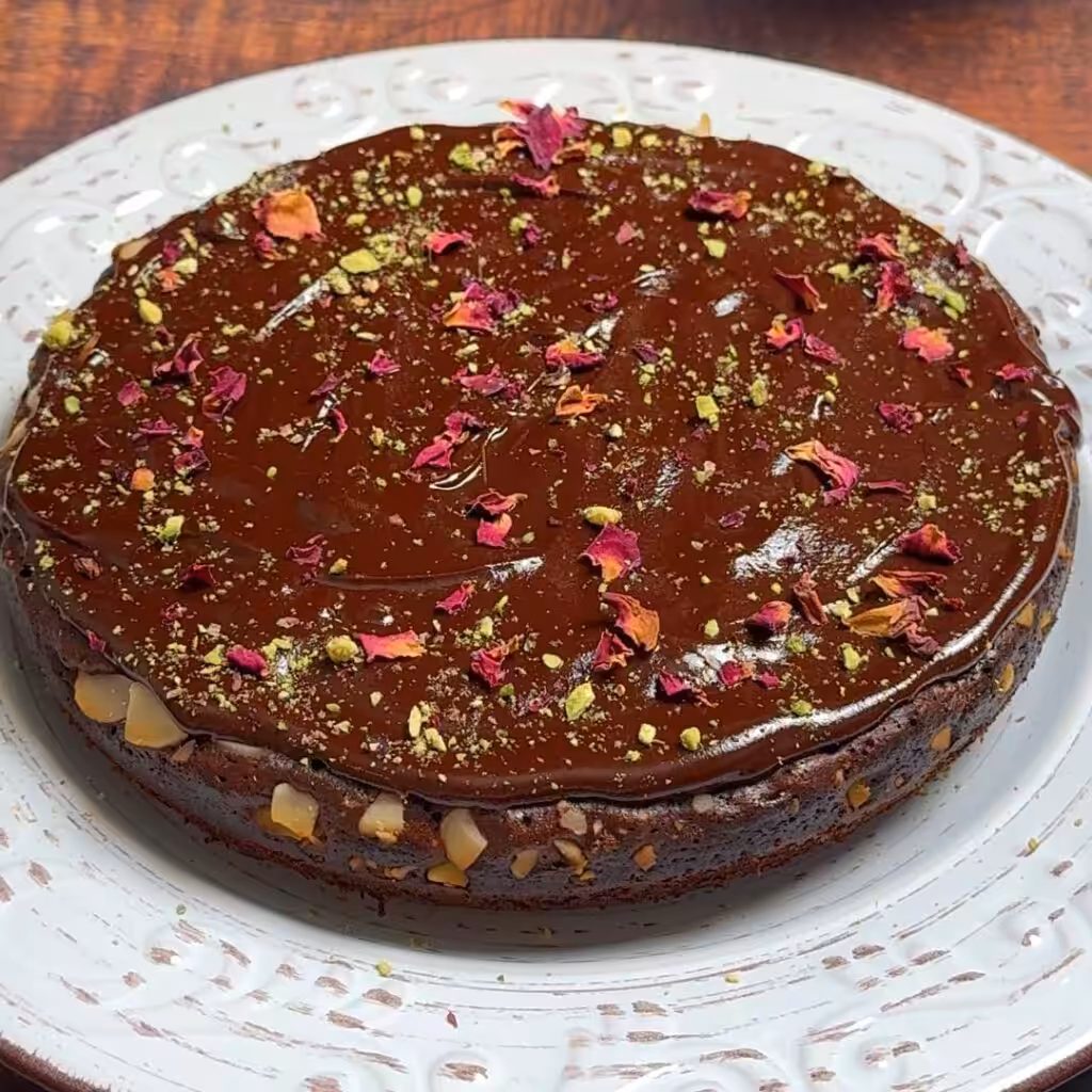 Once the cake cools a little, drizzle melted chocolate on top, Finish with dried fruits or edible flowers 2