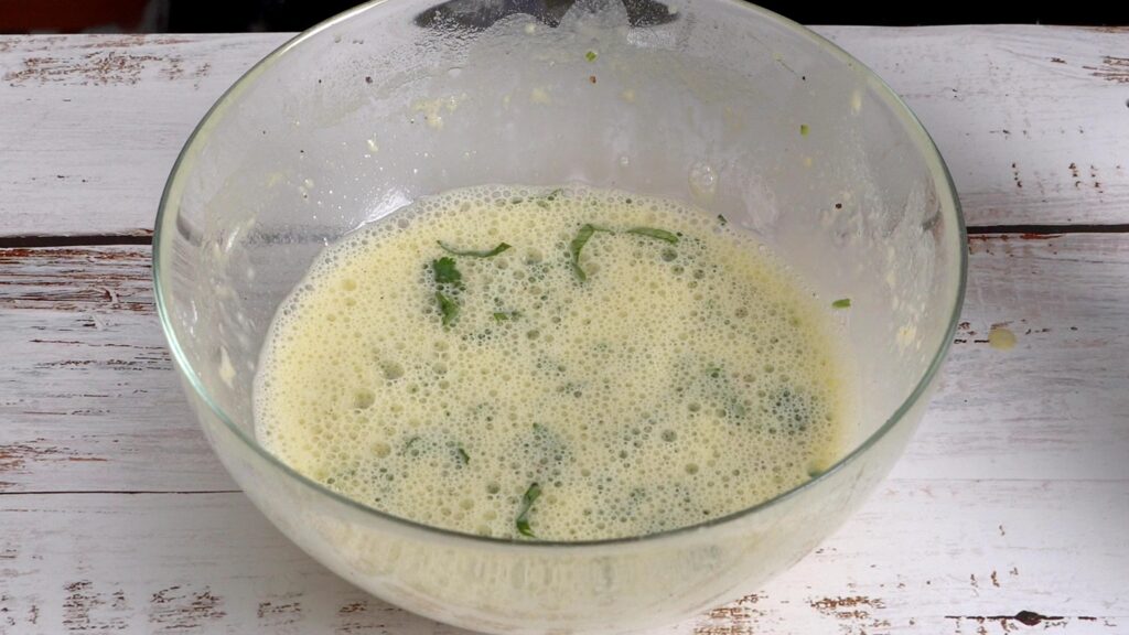 mix flour, milk, coriander leaves