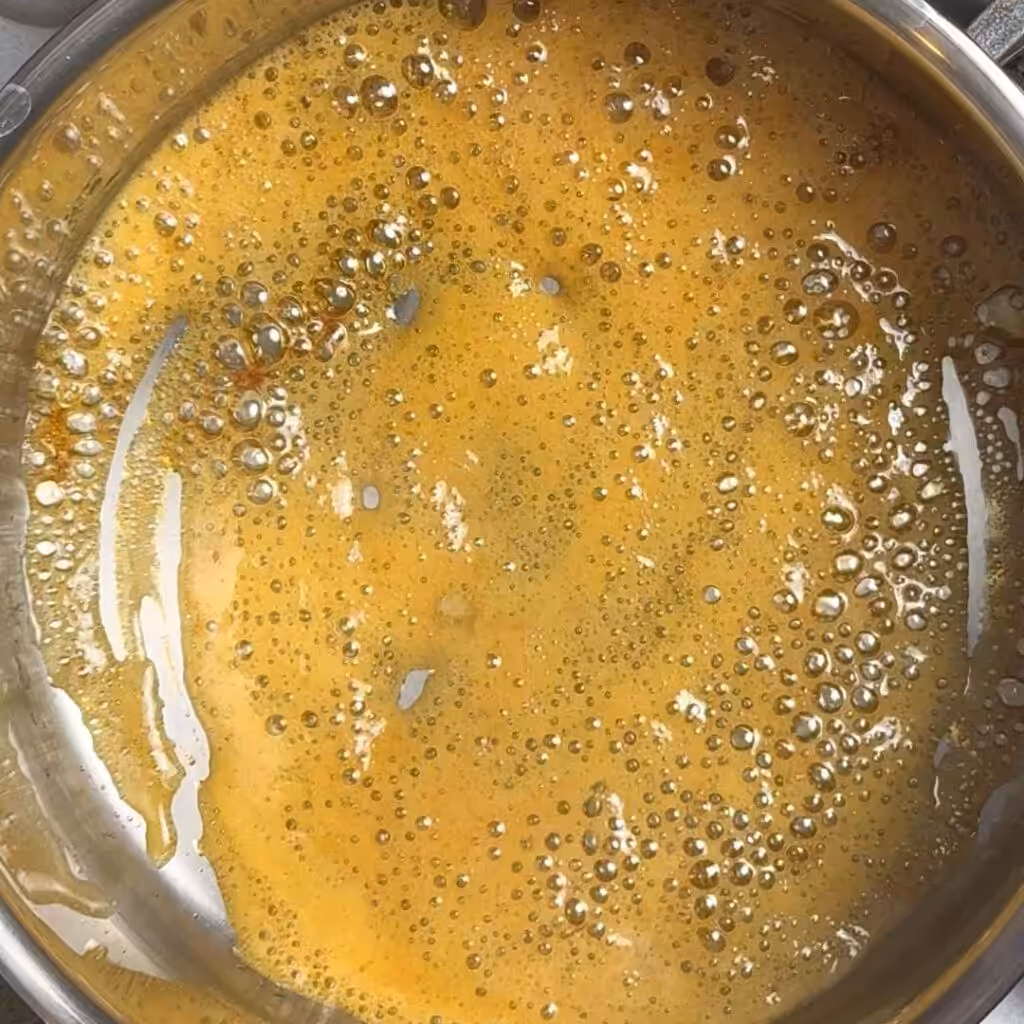 Caramel Tea With Whole Spices & Saffron Now in a tea pan add sugar with 1 tablespoon of water and let it caramelize