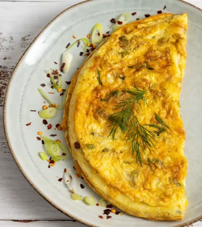 Green onion Omelette on a plate