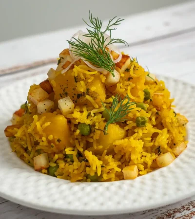One-pot pumpkin rice pulao with warm Indian flavors